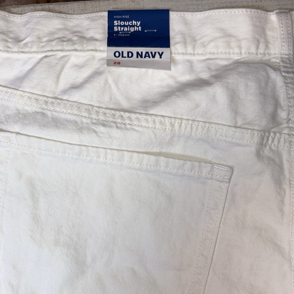 Old Navy Shorts Denim High-Rise Slouchy White Straight Women's Size: 28 New - Picture 10 of 14